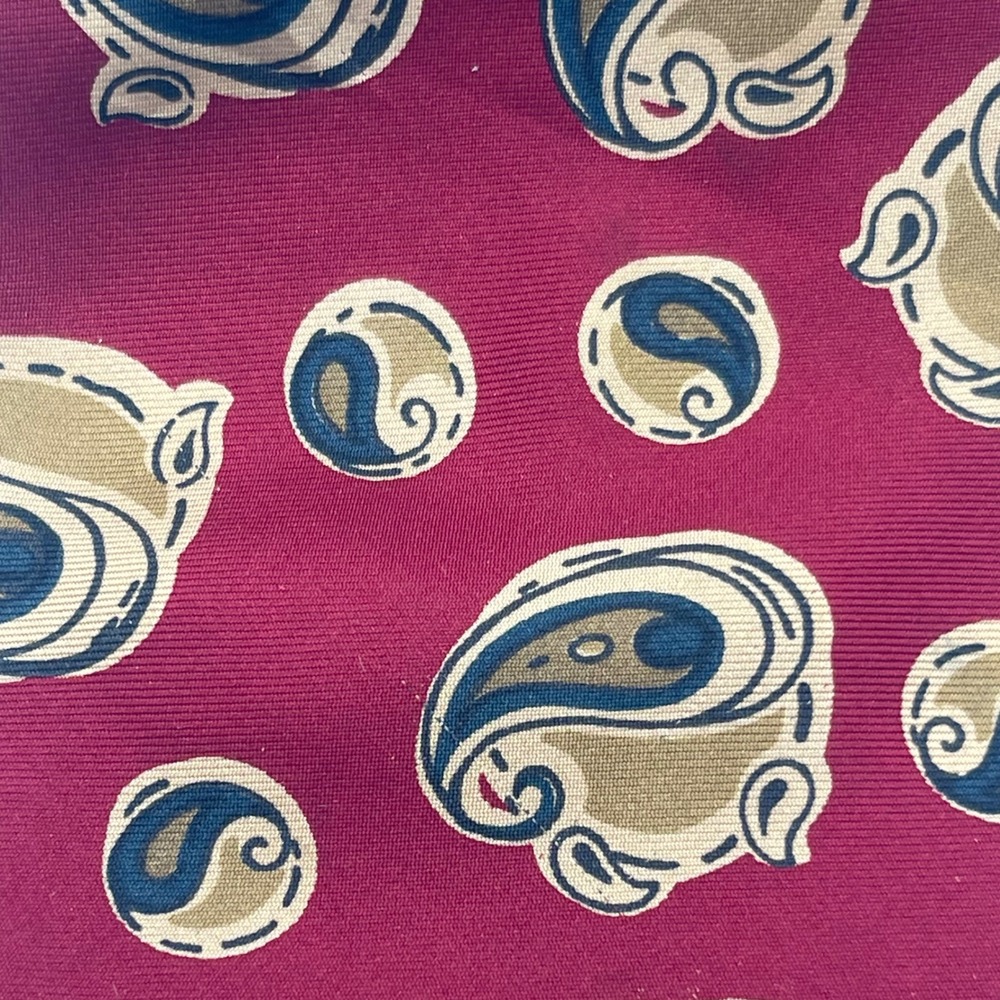Christian Dior Monsieur Necktie Mens Burgundy Red Paisley Silk 3.75"x57" - Picture 2 of 11